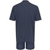 AMMANN Schlafanzug kurz, V-Ausschnitt, Brusttasche, dunkelblau gestreift 50