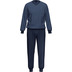 AMMANN Schlafanzug lang, V-Ausschnitt, Brusttasche, blau 52