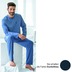 AMMANN Schlafanzug lang, V-Ausschnitt, Brusttasche, dunkelblau gestreift 48