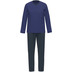AMMANN Schlafanzug lang, V-Ausschnitt, Brusttasche, dunkelblau 50