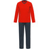 AMMANN Schlafanzug lang, V-Ausschnitt, Brusttasche, rot 106