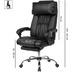 Amstyle Schreibtischstuhl Bezug Kunstleder Schwarz Arbeitsstuhl bis 120kg mit ausziehbarer Fußstütze schwarz