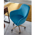 Amstyle Schreibtischstuhl Samt Blau, Design Drehstuhl mit Lehne, Arbeitsstuhl 120 kg Höhenverstellbar, Schalenstuhl mit Rollen, Stuhl Drehbar