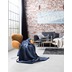 Biederlack Plaid / Decke Uno Soft dunkelblau Veloursband-Einfassung 150 x 200 cm