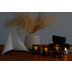 Duni LED Moving Flame 10er Set warmweiß mit 10er Set Kerzenhalter Neat dunkelgrau