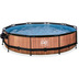 EXIT Wood Pool mit Abdeckung, Sonnensegel und Filterpumpe - braun ø360x76cm