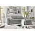 Hertie PIAGGE Set - Couch mit Bettfunktion/ Hocker Stoff POSO 55 (Hellgrau), Cordstoff