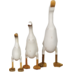 HSM Collection Figur Ente 3er Set - White-Wash - bambus