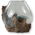 HSM Collection Vase auf Wurzelholz Teak/glasS   20*25 cm
