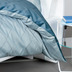 Janine Bettwäsche-Garnitur Mako-Satin steinblau denimblau Standard Bettbezug 135x200, Kissenbezug 80x80cm