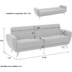 Max Winzer Jerry Sofa 3-Sitzer mit Bettfunktion Flachgewebe grau