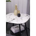 Mbilia Couchtisch 55x55 cm Platte Glas in Marmoroptik, Gestell pulverbeschichtetes Metall Platte wei, Ablageboden schwarz lackiert, Beine schwarz