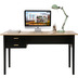 Mbilia Schreibtisch, schwarz, Beine aus Holz Platte MDF mit Dekofolie, Beine Heveaholz Platte natur, Beine matt schwarz