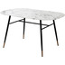 Mbilia Tisch 140x90 cm # Platte Glas in Marmoroptik, Gestell pulverbeschichtetes Metall Platte wei, Beine schwarz