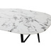 Mbilia Tisch 160x90 cm Platte Glas in Marmoroptik, Gestell pulverbeschichtetes Metall Platte wei, Beine schwarz