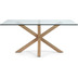 Nosh Argo Tisch aus Glas und Stahlbeine in Holzoptik 160 x 90 cm