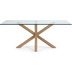 Nosh Argo Tisch aus Glas und Stahlbeine in Holzoptik 200 x 100 cm