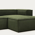 Nosh Blok 2-Sitzer-Sofa mit Chaiselongue rechts breiter Cord grn 240 cm