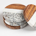 Nosh Cataleg 4er-Set runde Untersetzer aus weissen und grauem Marmor und Mango Holz