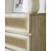 Nosh Rexit Kommode mit 5 Schubladen aus massivem Holz und Mindi Furnier mit Rattan 60 x 113 cm