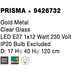 Nova Luce Pendelleuchte PRISMA E27 Gold & Transparent