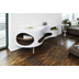 SalesFever Sideboard 200x50x75 cm weiß/Walnuss Hochglanz, mit geschwungener Form, mit Edelstahl Füßen, Made in Germany