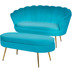 SalesFever Sitzpouf oval aus Samt Blau Blau, Gold 395431
