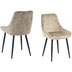 SIT Stuhl, 2er-Set Bezug Samt, Beine pulverbeschichtetes Metall Bezug beige, Beine schwarz