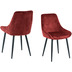 SIT Stuhl, 2er-Set Bezug Samt, Beine pulverbeschichtetes Metall Bezug rot, Beine schwarz