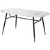 SIT Tisch 160x90 cm Platte Glas in Marmoroptik, Gestell pulverbeschichtetes Metall Platte wei, Beine schwarz