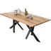 SIT TABLES & CO Tisch 200x100 cm Platte natur, Gestell antikschwarz, Platte Wildeiche gelt, Gestell antikschwarz