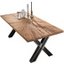 SIT TABLES & CO Tisch 180x100 cm Platte natur, Gestell Roheisen used look, klar lackiert