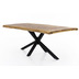 SIT TABLES & CO Tisch 200x100 cm Platte Mango mit Baumkante, schwarzes Stern-Gestell