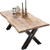 SIT TABLES & CO Tisch 240x100 cm Platte natur, Gestell Roheisen used look, klar lackiert