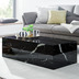 Wohnling Couchtisch 100x30x50 cm MDF Hochglanz mit Marmor Optik Schwarz, Design Wohnzimmertisch Rechteckig, Lounge Beistelltisch Cube Tisch