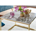 Wohnling Couchtisch 60x60x45 cm mit Marmor Optik Weiß / Gold, Wohnzimmertisch mit Metall-Gestell, Sofatisch Eckig Tisch Wohnzimmer  Beistelltisch