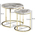 Wohnling Design Beistelltisch 2er Set Weiß Marmor Optik rund, Couchtisch 2 teilig Tischgestell Metall Gold