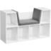 Wohnling Design Regal mit Sitzfläche 101,5 x 61,5 x 30 cm Weiß Matt, Standregal mit Sitzauflage Grau