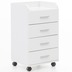 Wohnling Rollcontainer WL5.748 40 x 70,5 x 33 cm Weiß, Schreibtisch-Container Rollschrank 5 Schubladen