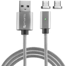 4smarts GRAVITYCord Magnetisches Micro-USB-Kabel 1m grau, 2-er Pack Anschluss-Stecker