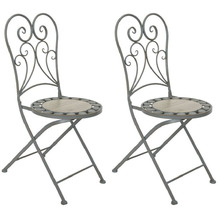 acamp 2er Set Stühle Provence anthrazit / grau / beige meliert