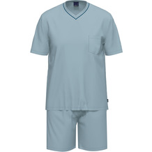 AMMANN Organic Pure Schlafanzug kurz V Hals ashley blue 48