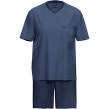 AMMANN Schlafanzug kurz, V-Ausschnitt, Brusttasche, blau 48