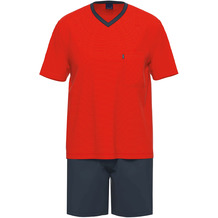 AMMANN Schlafanzug kurz, V-Ausschnitt, Brusttasche, rot 48
