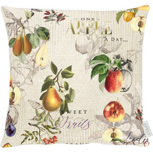 APELT Herbstzeit Kissen Herbstliche Äpfel, Birnen, Pflaumen mit Schriftmotiven natur / orange 39x39 cm