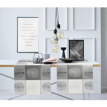 APELT Loft Style Tischläufer Blattmotiv schwarz / weiß 44x140 cm