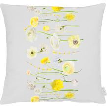 APELT Springtime Kissenhülle Ranunkeln, Tulpen und Annemone grau / gelb 46x46 cm
