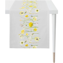 APELT Springtime Tischläufer Ranunkeln, Tulpen und Annemone grau / gelb 42x140 cm