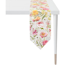 APELT Summertime Tischband gemalte Rosen und Sommerblüten natur / bunt 25x175 cm