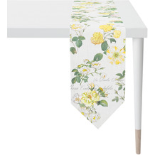 APELT Summertime Tischband Romantisch-zeitgemäße englische Teerose natur / gelb 25x175 cm